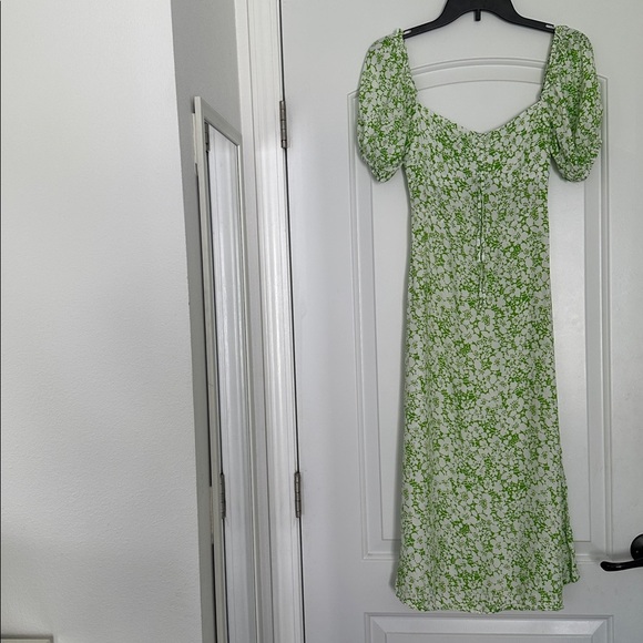 Faithfull The Brand Juniper Midi Dress Freja Floral Print Green White Sz 4 - Picture 4 of 8
